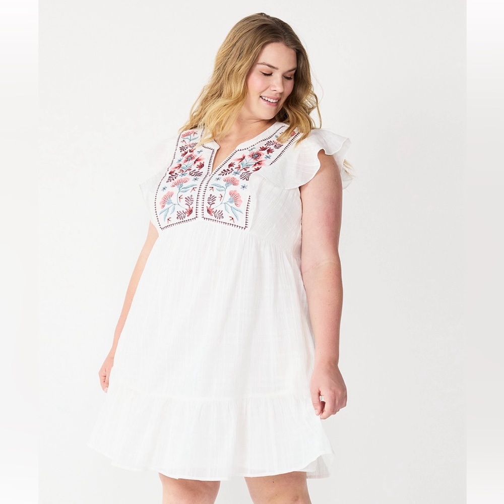 Plus Size Embroidered Swing Dress by Sonoma Goods For Life. 3x